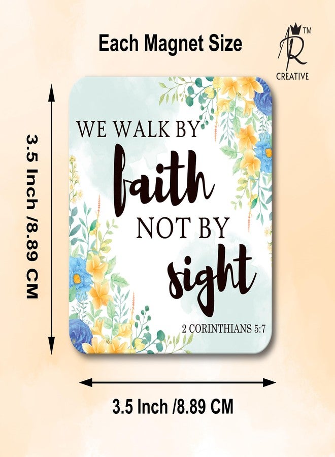 AR Creative We Walk by Faith - Bible Verse Fridge Magnet for Home Decoration, Bible Quotes MDF Wooden Fridge Magnet, Bible Verse, Home, Office Decor (3.5 inch x 3.5 inch) Set of 4 - Image 4